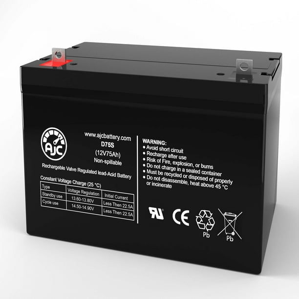 Pride Mobility Quantum 6000 12V 75Ah Wheelchair Battery - This Is an AJC Brand Replacement