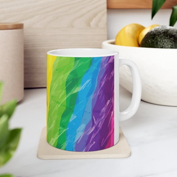 Pride Month Coffee Mug, LBGTQ Coffee Cup, Pride Tea Cup, Gift Her, Gift Him, Rainbow Pride.