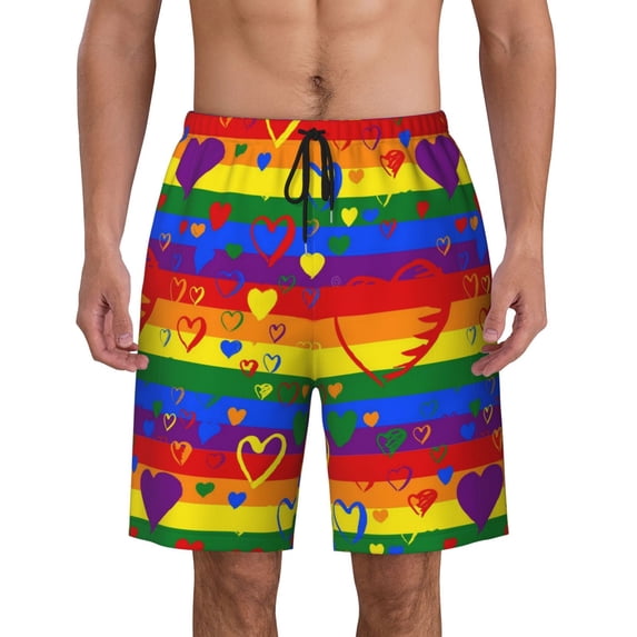 Pride Month Lgbtq Gay Pride Ally Pattern Men'S Beach Pants Quick Dry Short Swim Trunks With With Pockets And Mesh Lining Swimwear Beach Bathing Shorts Xx-Large