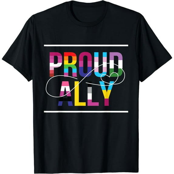 Pride Month Proud Ally LGBT Rainbow Flag T-Shirt