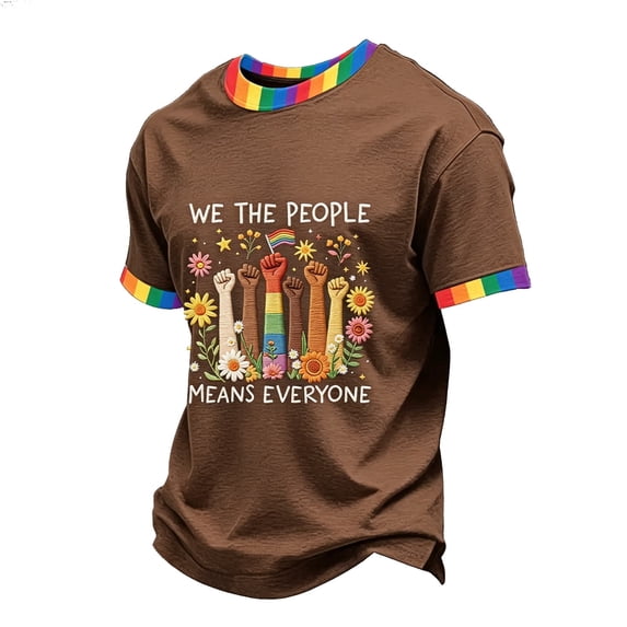 Pride Month T-Shirt, Rainbow LGBTQ+ Support Gay Pride Casual Short Sleeve Tee
