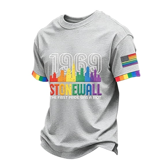 Pride Month T-Shirt for Men, Human LGBTQ+ Gay Pride Month Flag Graphic Casual Tee