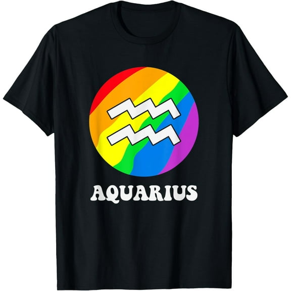 Pride Month Zodiac Sign Star Aquarius T-Shirt men and women can wear, black, white, gifts