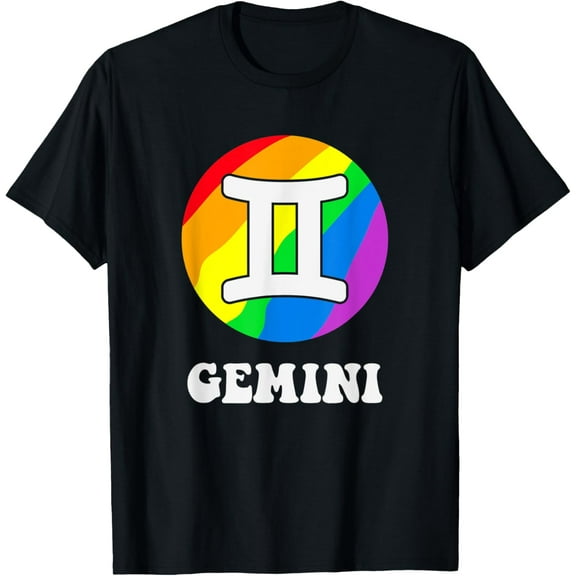 Pride Month Zodiac Sign Star Gemini LGBT Flag T-Shirt men and women can wear, black, white, gifts