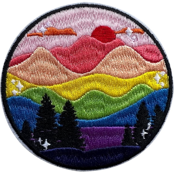 Pride Mountain Patch, Size 3" Sew On Patches, LGBTQ+ Embroidery Fabric Patches for Clothes Jeans Backpacks Hats, Applique Embroidery Iron On Patches for Clothes, LGBTQ+ Flag Gifts for Adults