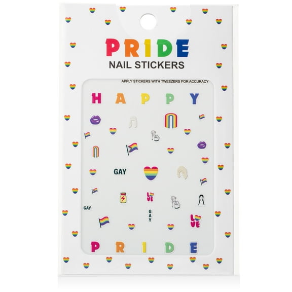 Pride Nail Stickers – 80-Pcs Pride Nail Art Stickers – Rainbow Nail Stickers for LGBT, Pride Theme Nail Art – Resistant Vinyl Stickers with Vibrant Colors – Different Sizes, Shapes, Designs