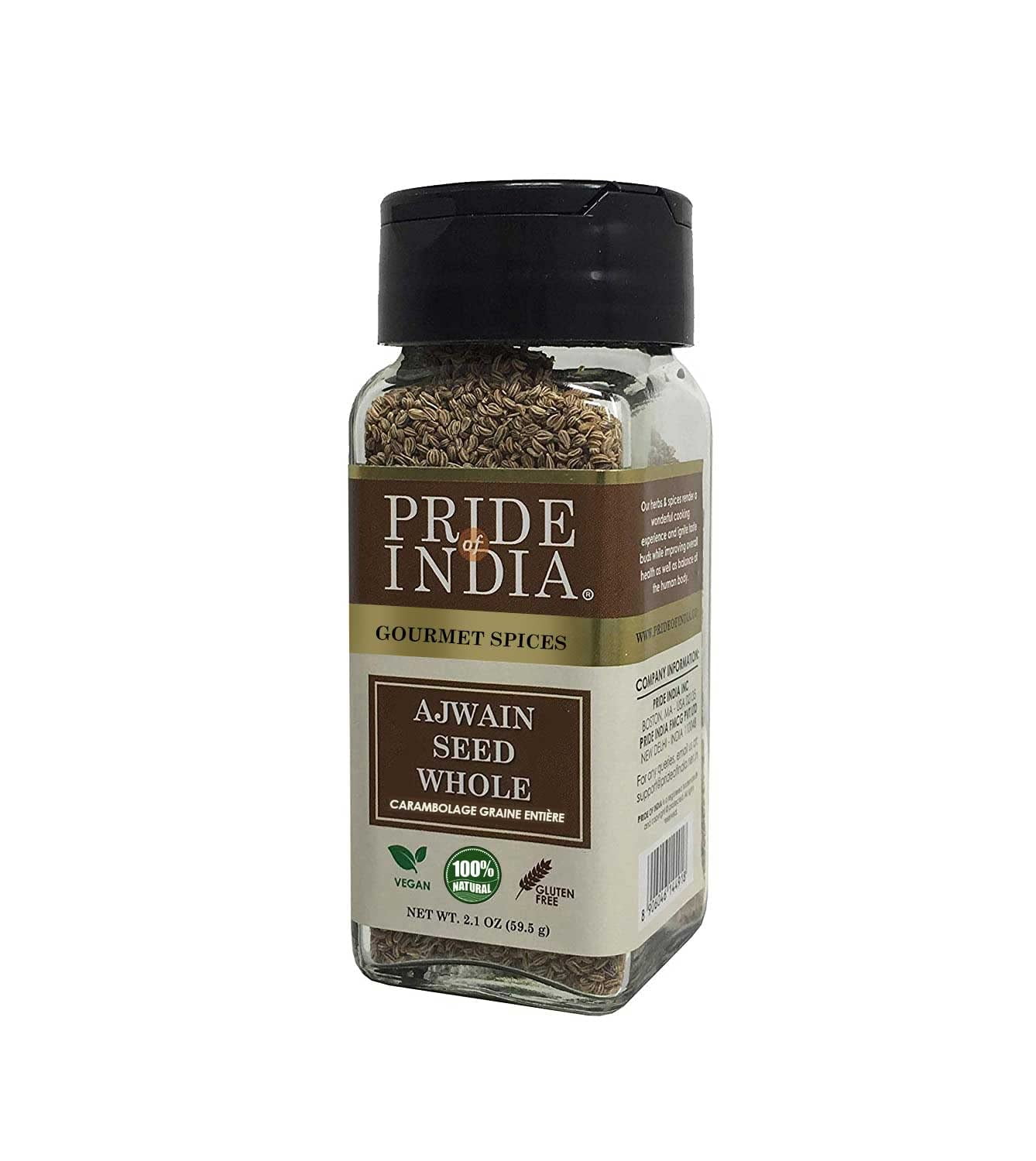 Pride Of India Gourmet Ajwain Seed Whole, 1.9 oz Dual Sifter Jar