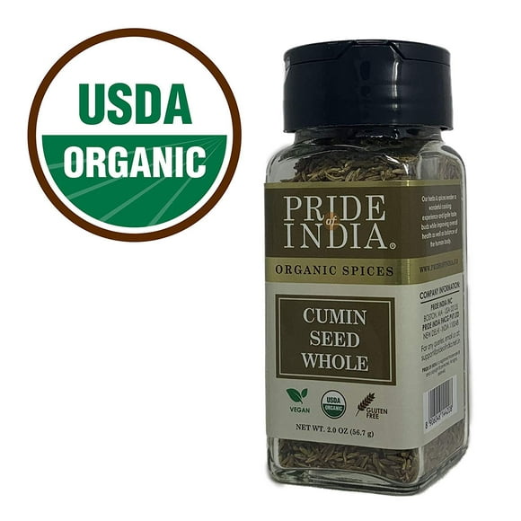 Pride Of India - Gourmet Cumin Seed Whole - 1.8 oz Small Dual Sifter Jar - Best for Culinary use on Stews, Meat, Curries & Soups etc