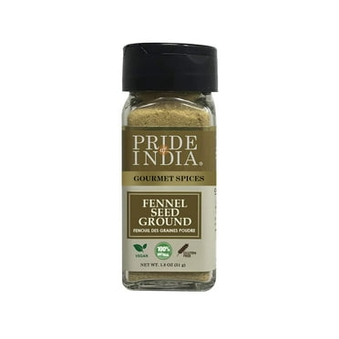 Pride Of India- Gourmet Fennel Seed Ground, 1.8 oz Small Dual Sifter Jar, Certified Pure Indian Spice, Used to Flavor Meat, Fish