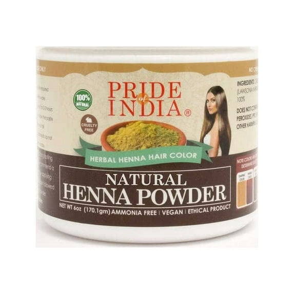 Pride Of India - Henna (Lawsonia Inermis) Hair Color Powder - Natural Color, 8oz (225gm) Jar