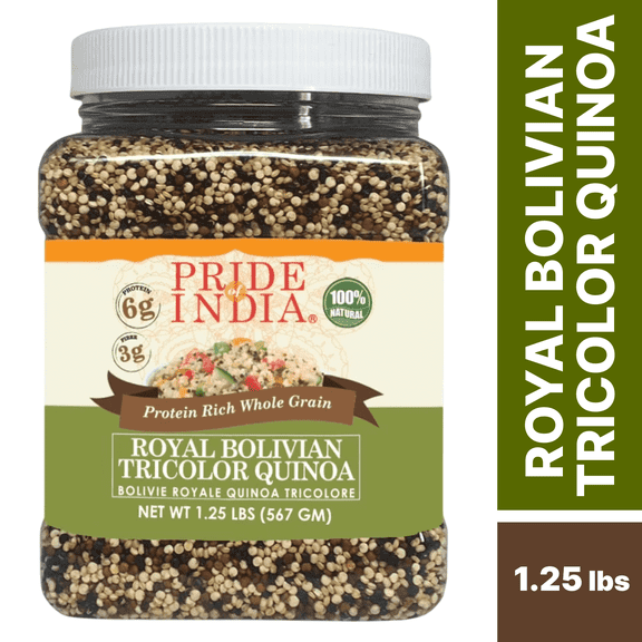 Pride Of India Tricolor Quinoa 1.25 lb Jar, Royal Bolivian Superfood, Gluten-Free Whole Grain