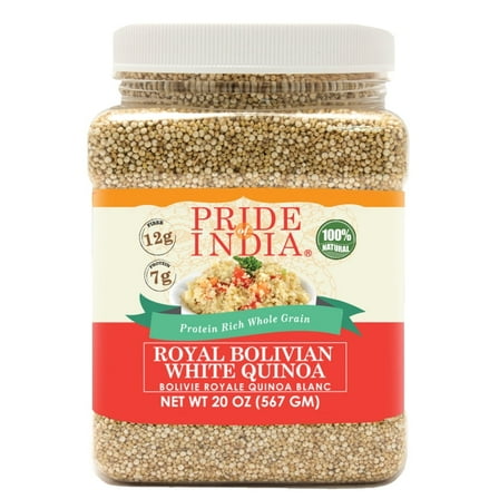 Pride Of India - Natural White Royal Quinoa - 100% Bolivian Superior Grade Protein Rich Whole Grain, 1.25 lbs Jar