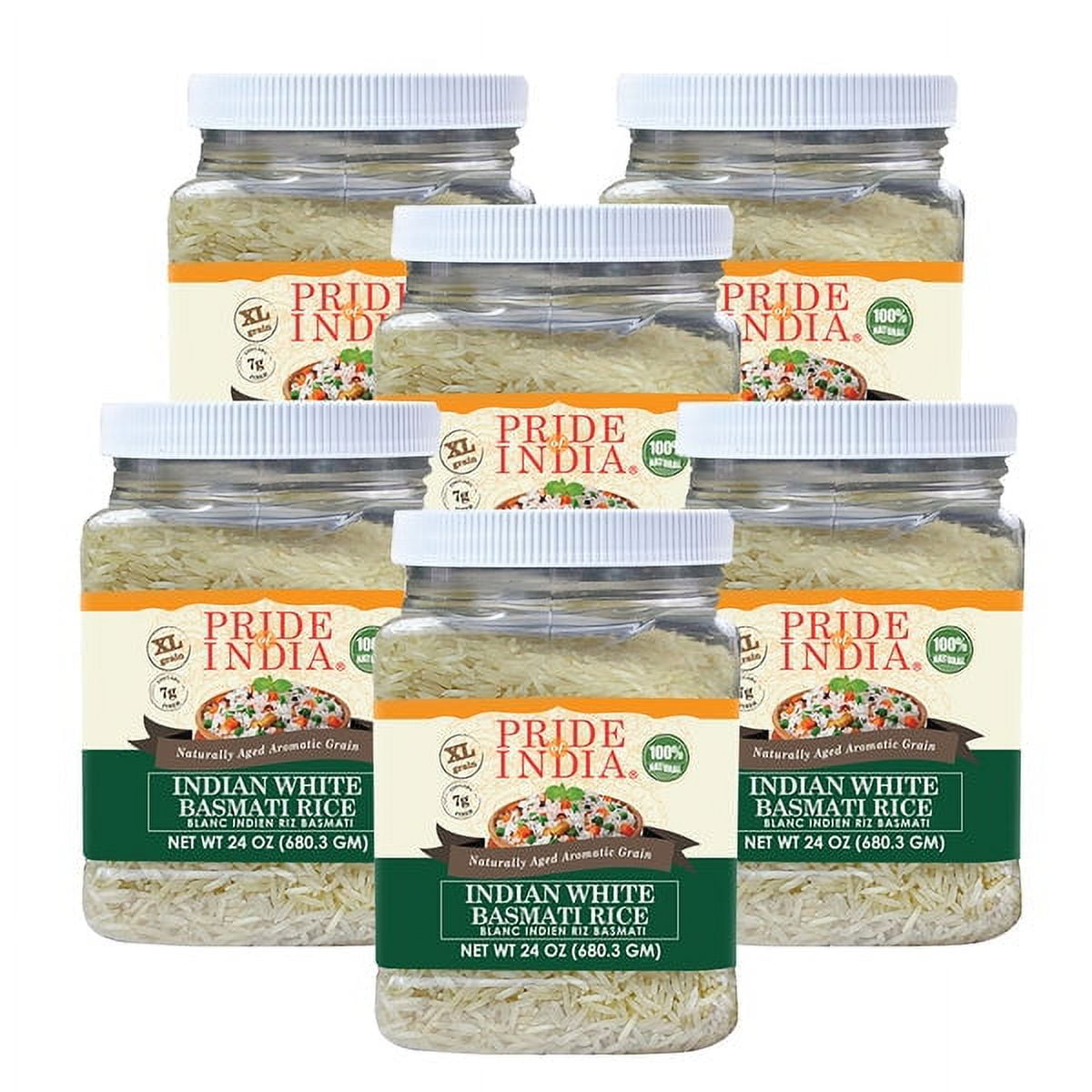 Pride of India Extra Long Indian Basmati Rice, 1.5 lb Jar, Pack of 6 ...