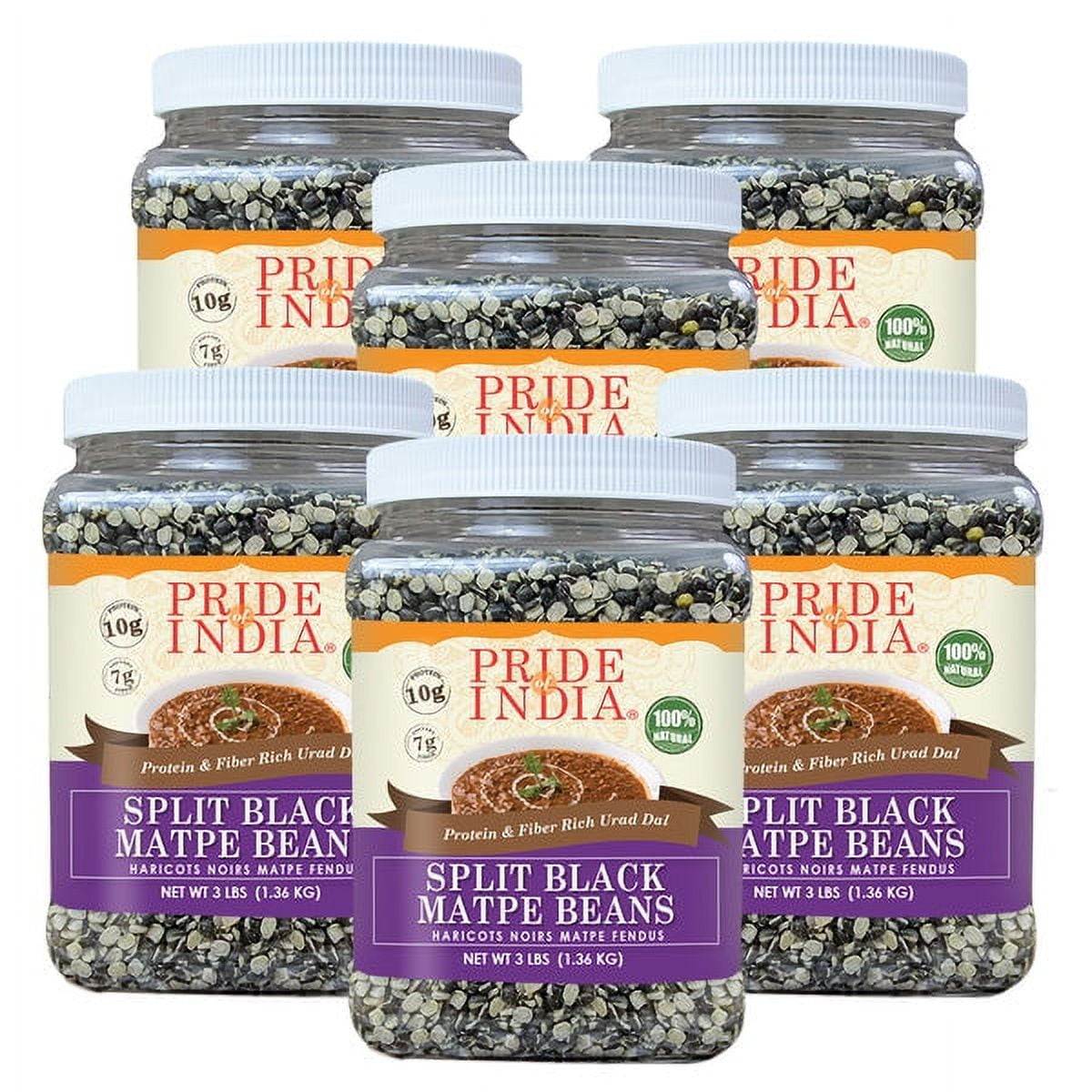 Pride Of India PACK of 6 Indian Split Black Gram Matpe Beans