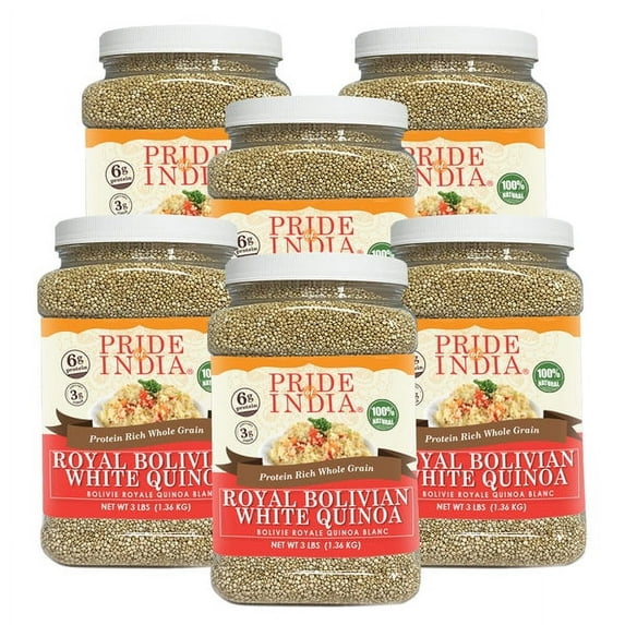 Pride of India Natural White Royal Quinoa, 3 lbs Jar, Pack of 6