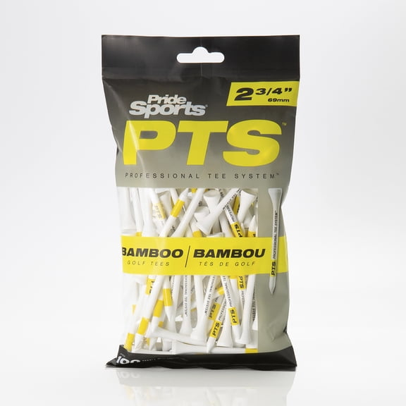 Pride PTS Professional Tee System Bamboo Golf Tees, 2-3/4", 100 Pack