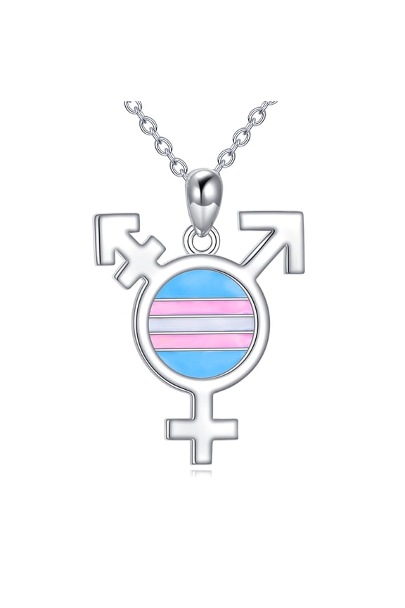 Pride Pendant Necklace 925 Sterling Silver Transgender Necklace Jewelry Gifts for Women