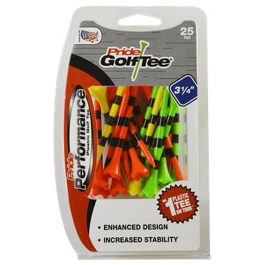 Pride Performance 3-1/4" Striped Fruit Mix Plastic Golf Tee, 25 Count