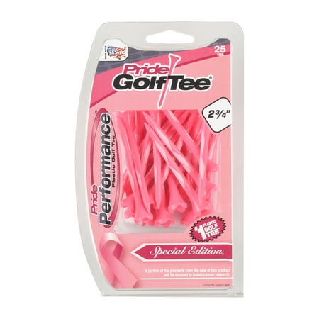 Pride Performance Breast Cancer Awareness Plastic Golf Tees – 2 ¾" Length, 25 Count, Low-Resistance Design for Longer Drives