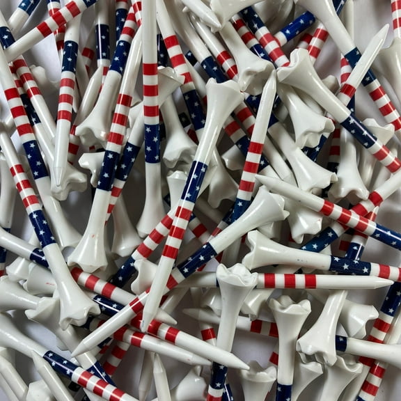 Pride Performance Plastic Golf Tee, 3.25", White with Stars and Stripes, 100 Count