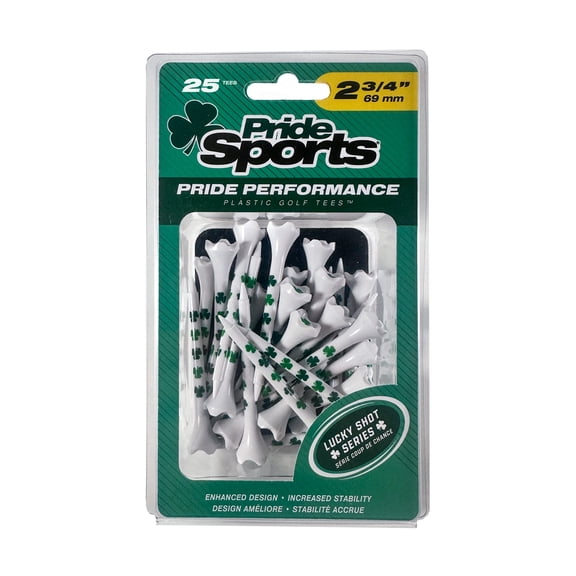 Pride Performance Plastic Shamrock Golf Tees, 2-3/4" Length, 25 Count Pack