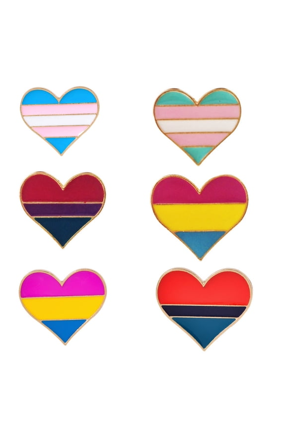 Pride Pins Heart Rainbow Brooch 6PCS Gay Rainbow Flag Lapel Pins Enamel LGBT Lapel Pins Decorations for Clothes and Bags