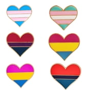 Pride Pins Heart Rainbow Brooch 6PCS Gay Rainbow Flag Lapel Pins Enamel LGBT Lapel Pins Decorations for Clothes and Bags