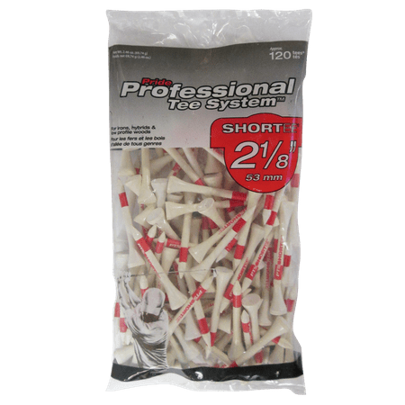Pride Professional Shortee Wood Golf Tee, 2.13 inch, Red on White, 120 Count