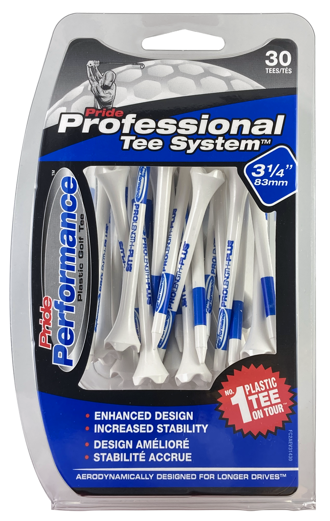 Pride Professional Tee System, 3.25 inch Pride Performance Golf Tee, 30 Count - image 1 of 9