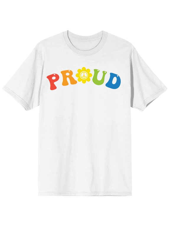 Pride Proud Rainbow Letters Men's White T-shirt-Large