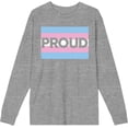 thumbnail image 1 of Pride Proud Trans Flag Adult Heather Gray Crew Neck Long Sleeve Tee-XXL, 1 of 2