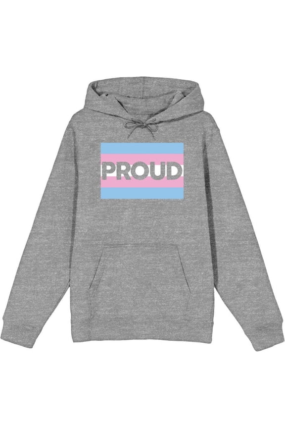 Pride Proud Trans Flag Adult Heather Gray Long Sleeve Hoodie-Small