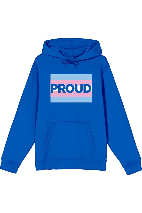 Pride Proud Trans Flag Blue Adult Long Sleeve Hoodie-Small