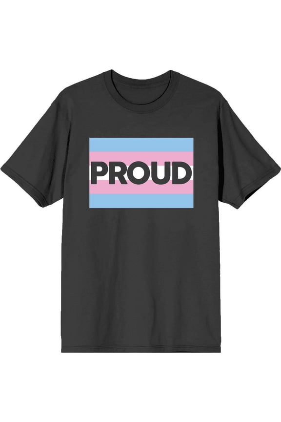 Pride Proud Trans Flag Charcoal Men's Crew Neck Short Sleeve Tee-Medium