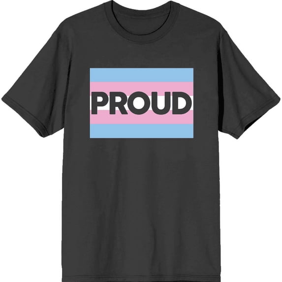 Pride Proud Trans Flag Charcoal Men's Crew Neck Short Sleeve Tee-Medium