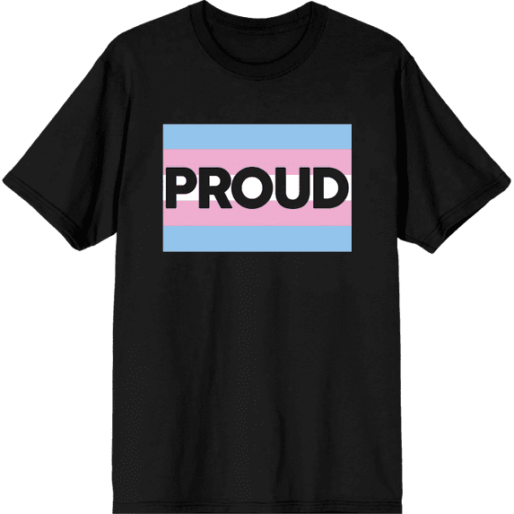 Pride Proud Trans Flag Men's Black Crew Neck Short Sleeve Tee-Small