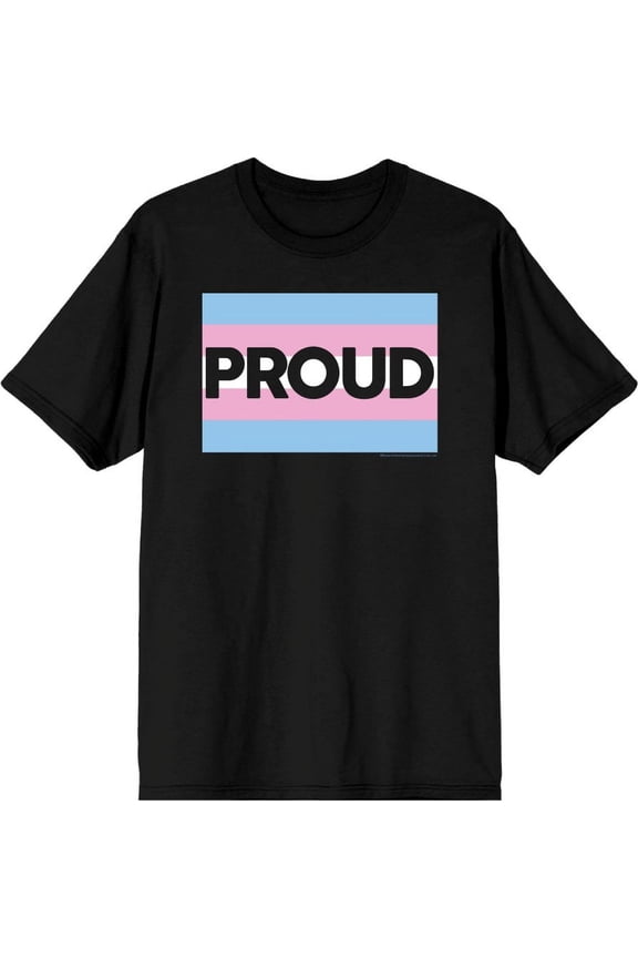 Pride Proud Trans Flag Men's Black Crew Neck Short Sleeve Tee-Small