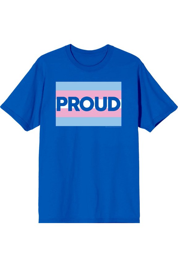 Pride Proud Trans Flag Men's Blue Crew Neck Short Sleeve Tee-3XL