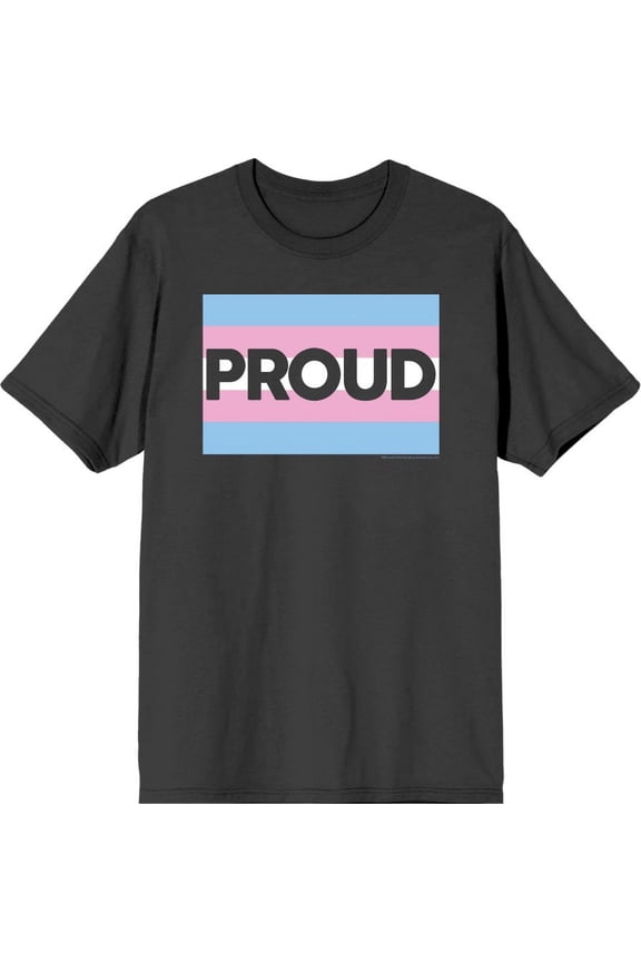 Pride Proud Trans Flag Men's Charcoal Crew Neck Short Sleeve Tee-XXL