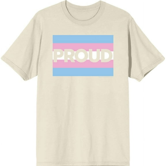 Pride Proud Trans Flag Men's Natural Crew Neck Short Sleeve Tee-XL