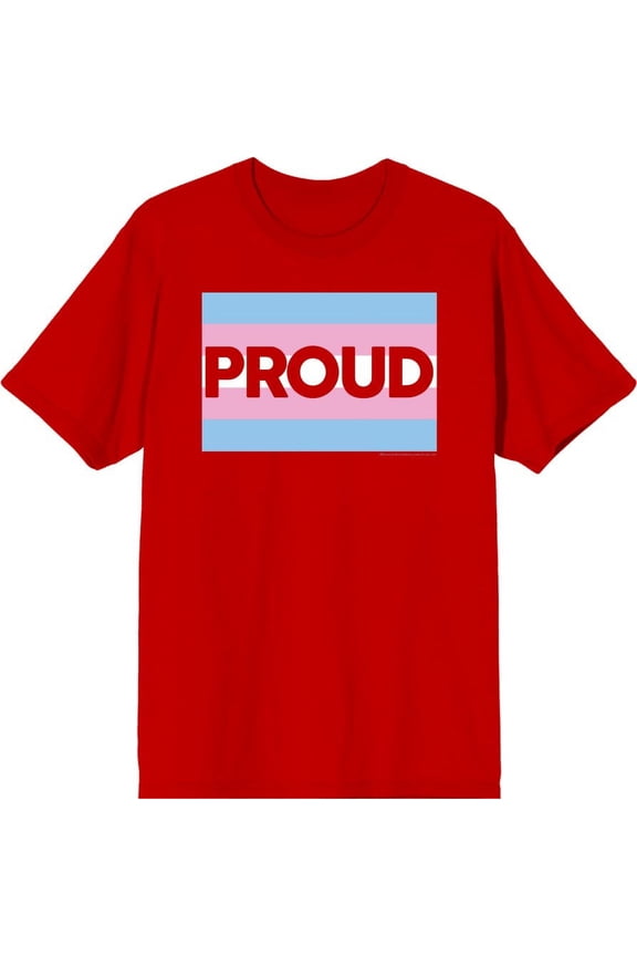 Pride Proud Trans Flag Men's Red Crew Neck Short Sleeve Tee-3XL
