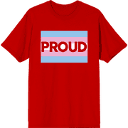 Pride Proud Trans Flag Red Mens Crew Neck Short Sleeve Tee-Small