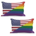 thumbnail image 1 of Pride Quilted Pillowcover Set of 2, Conceptual Flag with American Pride Colors Activism Freedom Nationwide Celebration, Standard Queen Size Pillow Cover Bedroom, 36" x 20", Multicolor, by Ambesonne, 1 of 1
