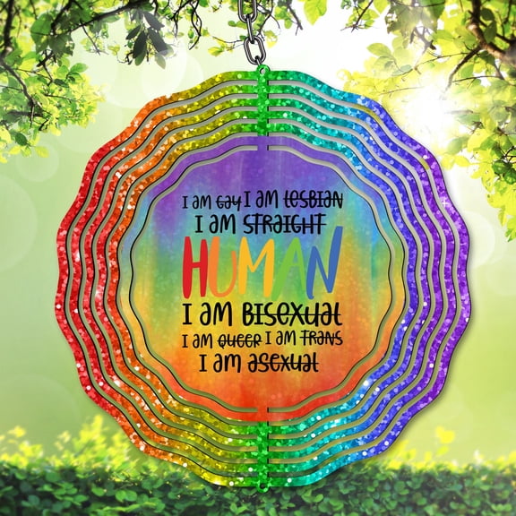 Pride Rainbow 10 Inch Metal Double-Sided Rotating Wind Spinner for Garden, Lawn, Patio Outdoor Yard Decor - Durable Metal Rotating Spinner, , Easy to Hang.