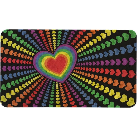 Pride Rainbow Door Mat 30 X 17 Inch LGBT Doormat Indoor Outdoor Entrance Floor Mat Non Slip LGBTQ Home Decor Rubber Welcome Mats