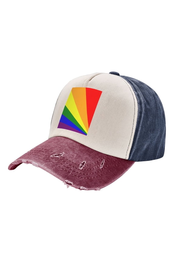 Pride Rainbow Flag Baseball Cap Distressed Adjustable Vintage Cotton Denim Hat for Women Men