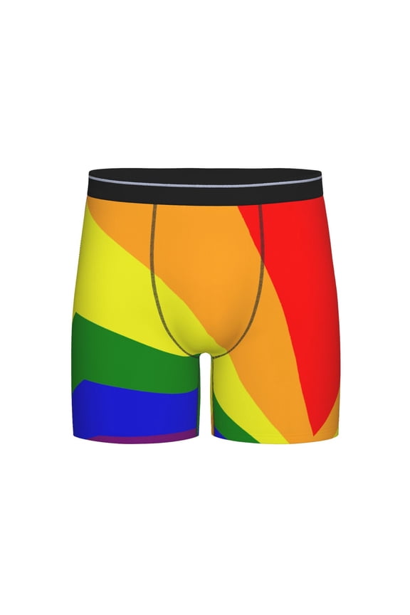 Pride Rainbow Flag Boxer Briefs Novelty Underwear With Fly Underwear For Men