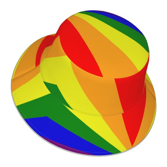 Pride Rainbow Flag Bucket Hat Stripe Beach Fisherman Hats For Women Men Reversible Double-Side-Wear With Reflective