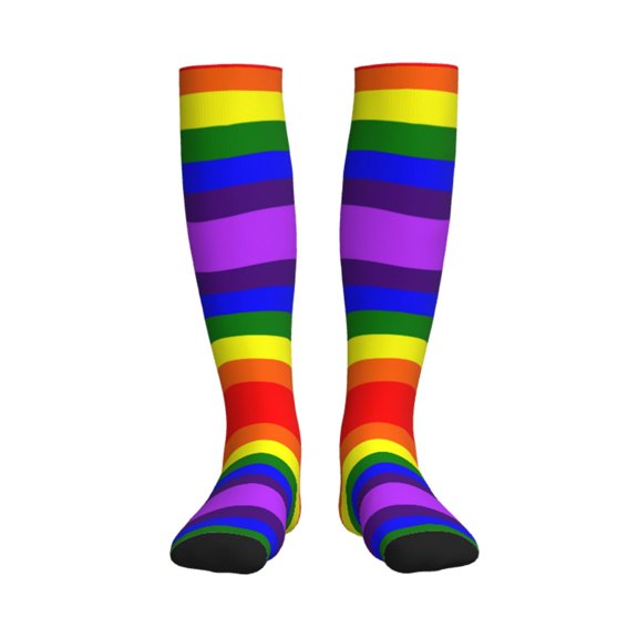 Pride Rainbow Flag Compression Socks for Women Men Circulation Graduated Supports Socks for Running Athletic Sports