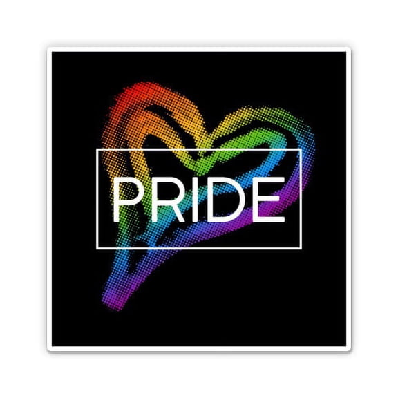 Pride Rainbow Flag Heart LGBT - 3" Vinyl Sticker - For Car Laptop I-Pad Phone Helmet Hard Hat - Waterproof Decal